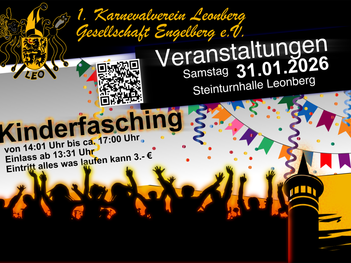 🎉👑 Einladung zum großen Kinderfasching des 1. Karnevalverein Leonberg! 👑🎉