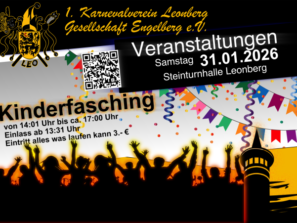 🎉👑 Einladung zum großen Kinderfasching des 1. Karnevalverein Leonberg! 👑🎉